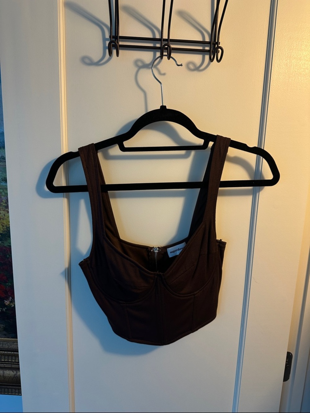 superdown Brown Cropped Bustier Tank